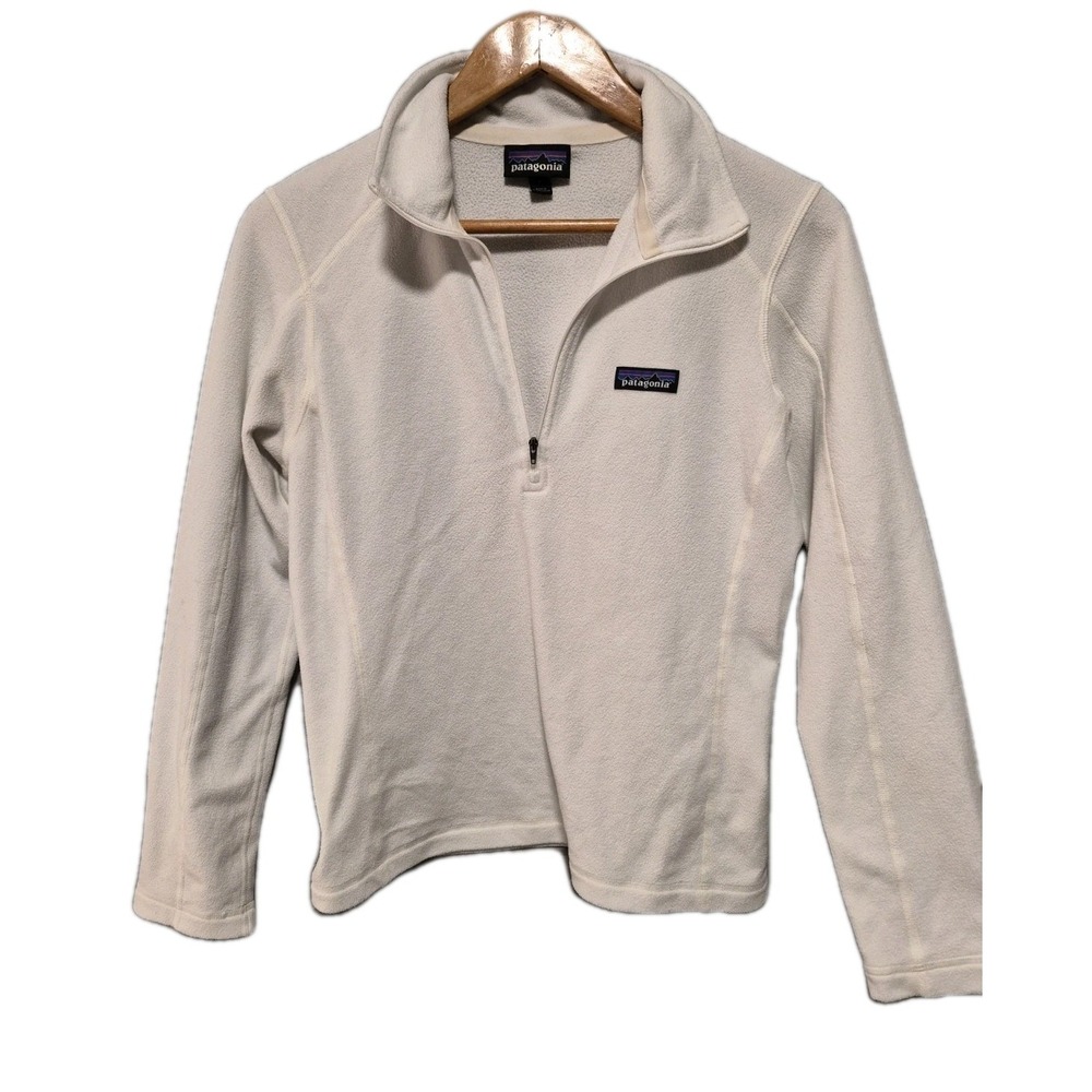 Patagonia Womens Micro D Quarter Zip Fleece Pullover Cream White Small